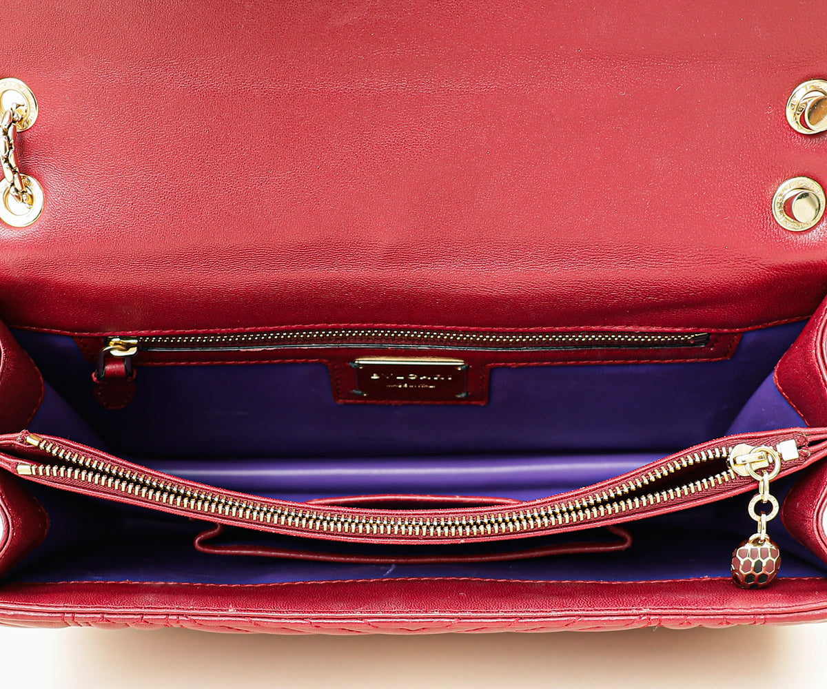 Bvlgari Burgundy Serpenti Forever Quilted Scaglie Flap Medium Bag-Bvlgari-THE CLOSET