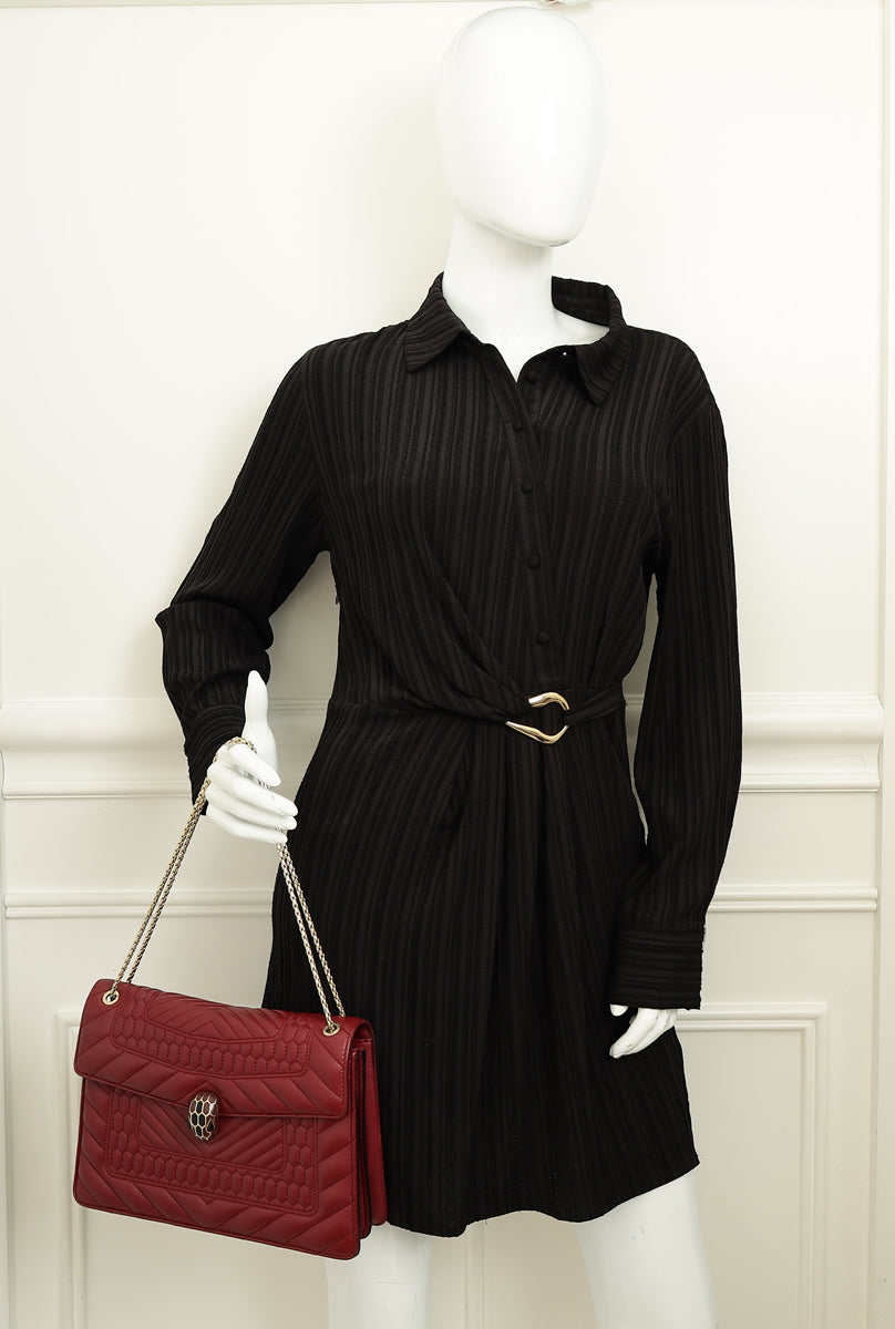 Bvlgari Burgundy Serpenti Forever Quilted Scaglie Flap Medium Bag-Bvlgari-THE CLOSET