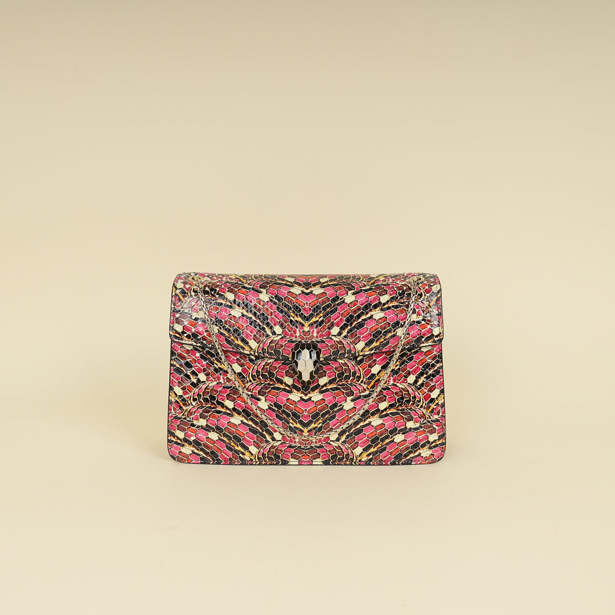 Bvlgari Pink Multicolor L.E Serpenti Forever Python Flap Bag-Bvlgari-THE CLOSET