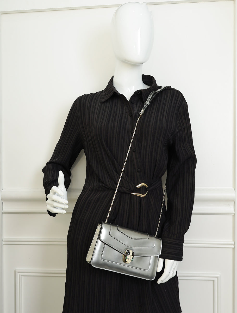 Bvlgari Silver Serpenti Forever East West Crossbody Bag