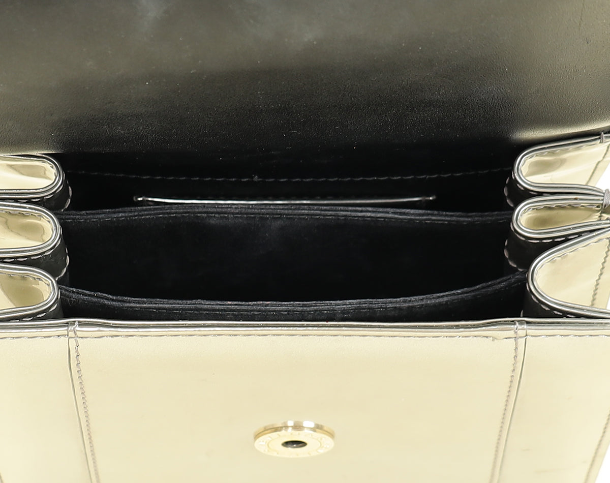 Bvlgari Metallic Grey Serpenti Forever Top Handle Small Bag