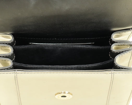 Bvlgari Metallic Grey Serpenti Forever Top Handle Small Bag