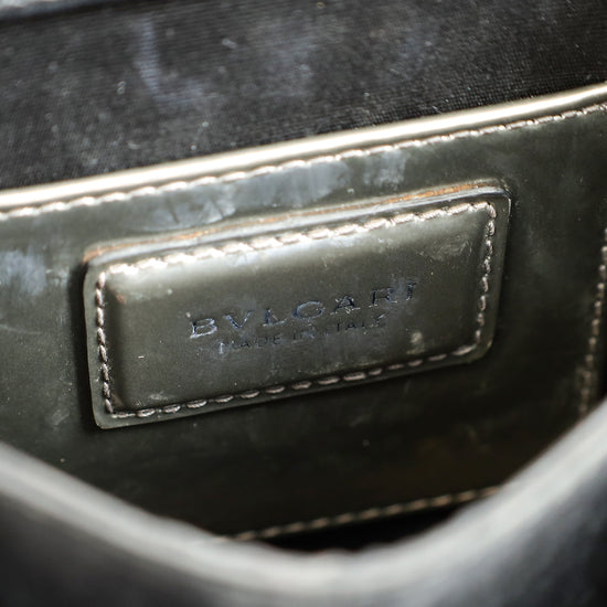 Bvlgari Metallic Grey Serpenti Forever Top Handle Small Bag