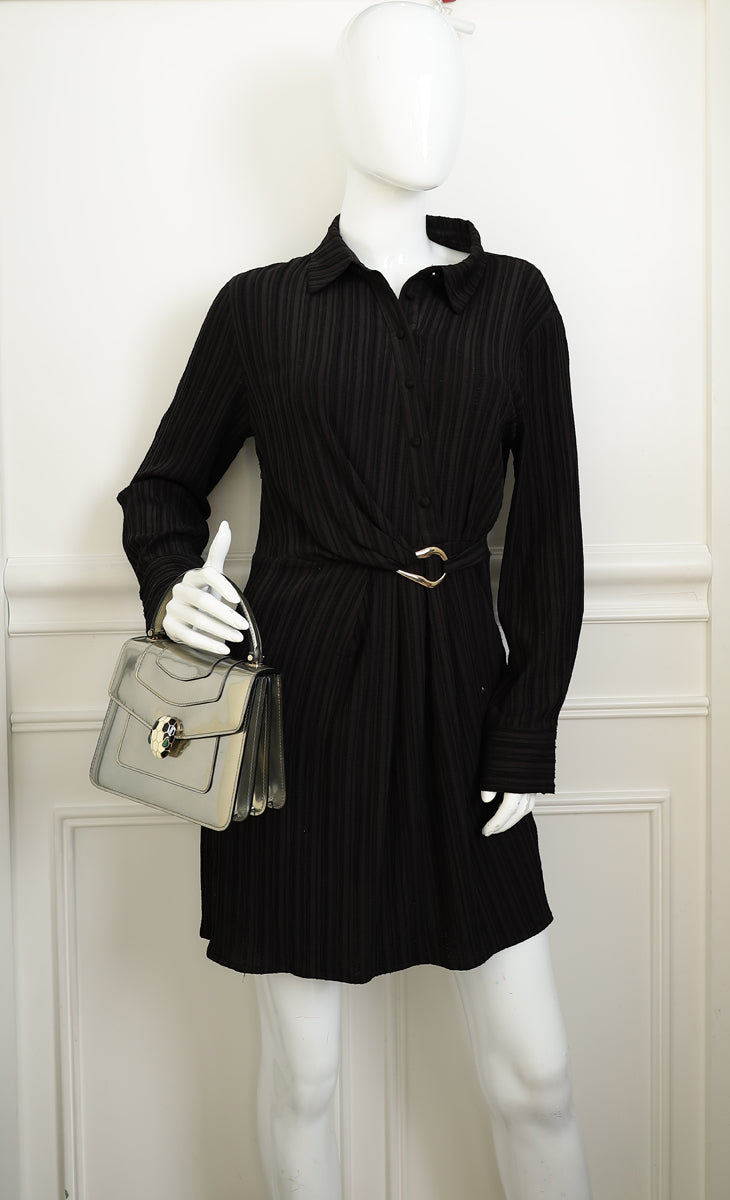 Bvlgari Metallic Grey Serpenti Forever Top Handle Small Bag