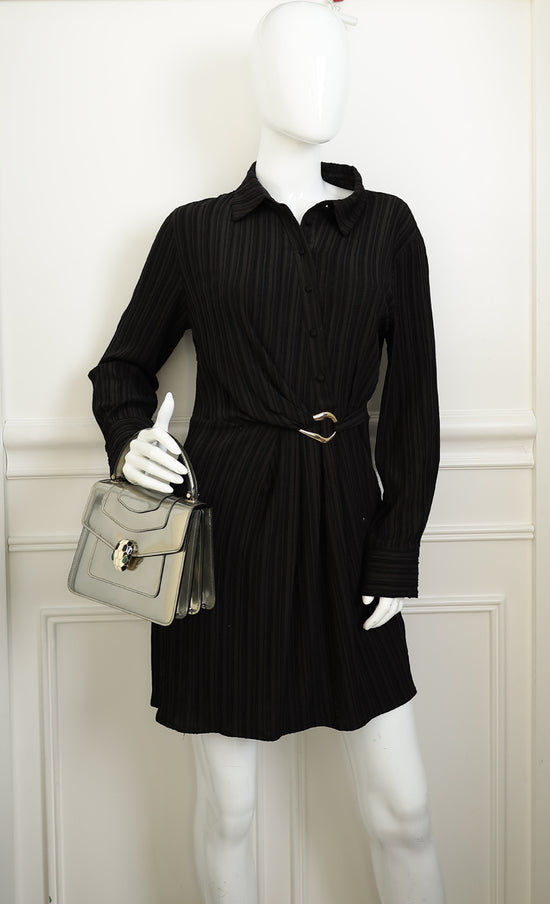 Bvlgari Metallic Grey Serpenti Forever Top Handle Small Bag