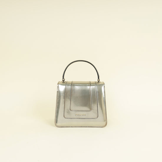 Bvlgari Metallic Grey Serpenti Forever Top Handle Small Bag