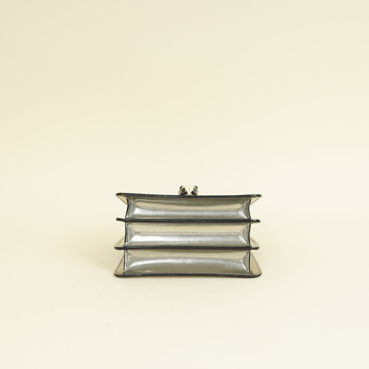 Bvlgari Metallic Grey Serpenti Forever Top Handle Small Bag