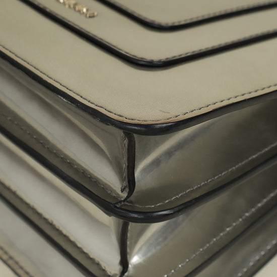 Bvlgari Metallic Grey Serpenti Forever Top Handle Small Bag