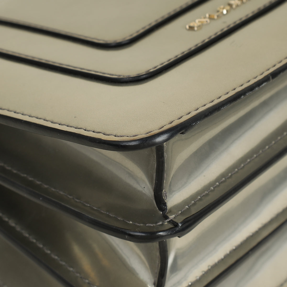 Bvlgari Metallic Grey Serpenti Forever Top Handle Small Bag