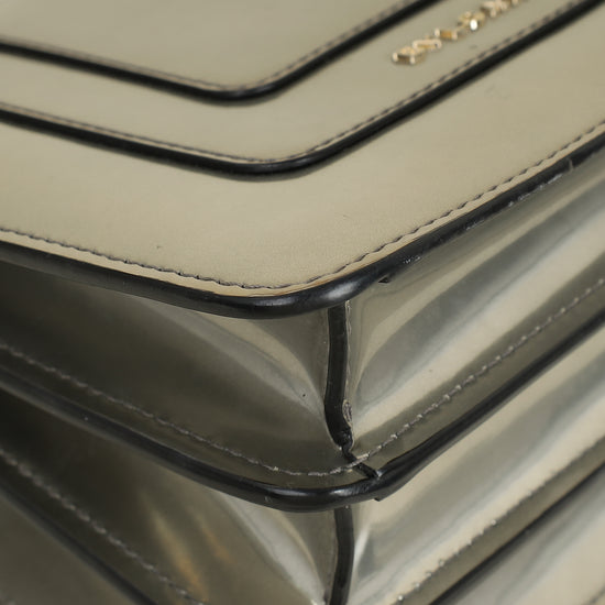 Bvlgari Metallic Grey Serpenti Forever Top Handle Small Bag