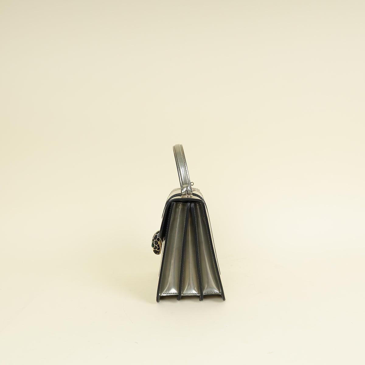 Bvlgari Metallic Grey Serpenti Forever Top Handle Small Bag