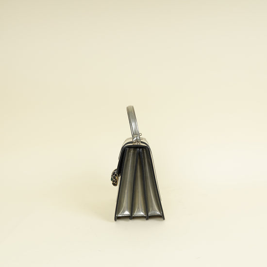 Bvlgari Metallic Grey Serpenti Forever Top Handle Small Bag