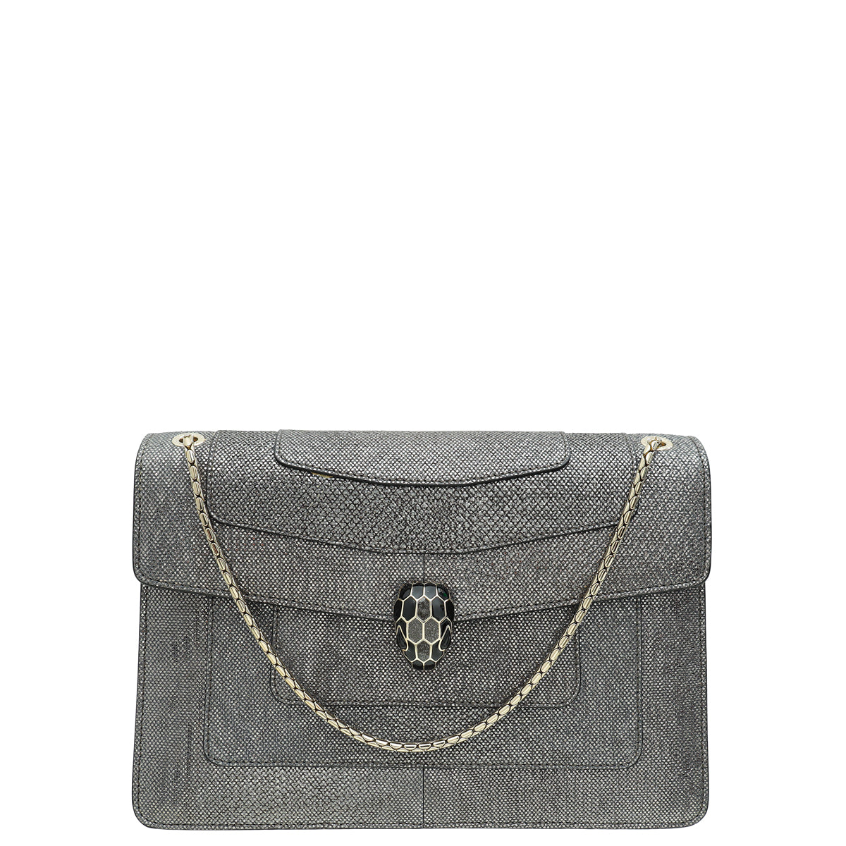 Bvlgari Metallic Grey Serpenti Forever Metallic Karung Shoulder Bag-Bvlgari-THE CLOSET