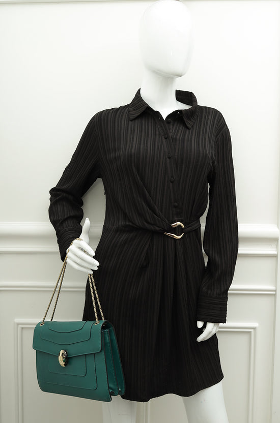Load image into Gallery viewer, Bvlgari Emerald Green Serpenti Forever Medium Shoulder Bag
