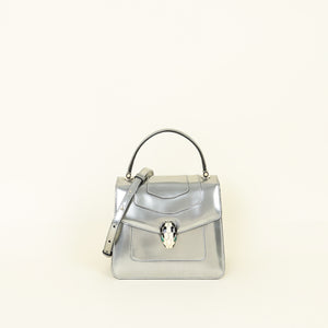 Bvlgari Metallic Silver Serpenti Forever Top Handle Bag