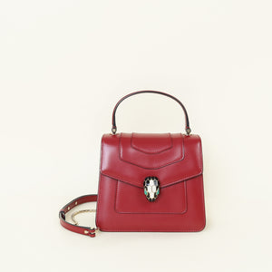 Bvlgari Red Serpenti Forever Top Handle Shoulder Bag