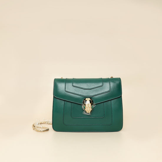Bvlgari Green Serpenti Forever Flap Shoulder Bag