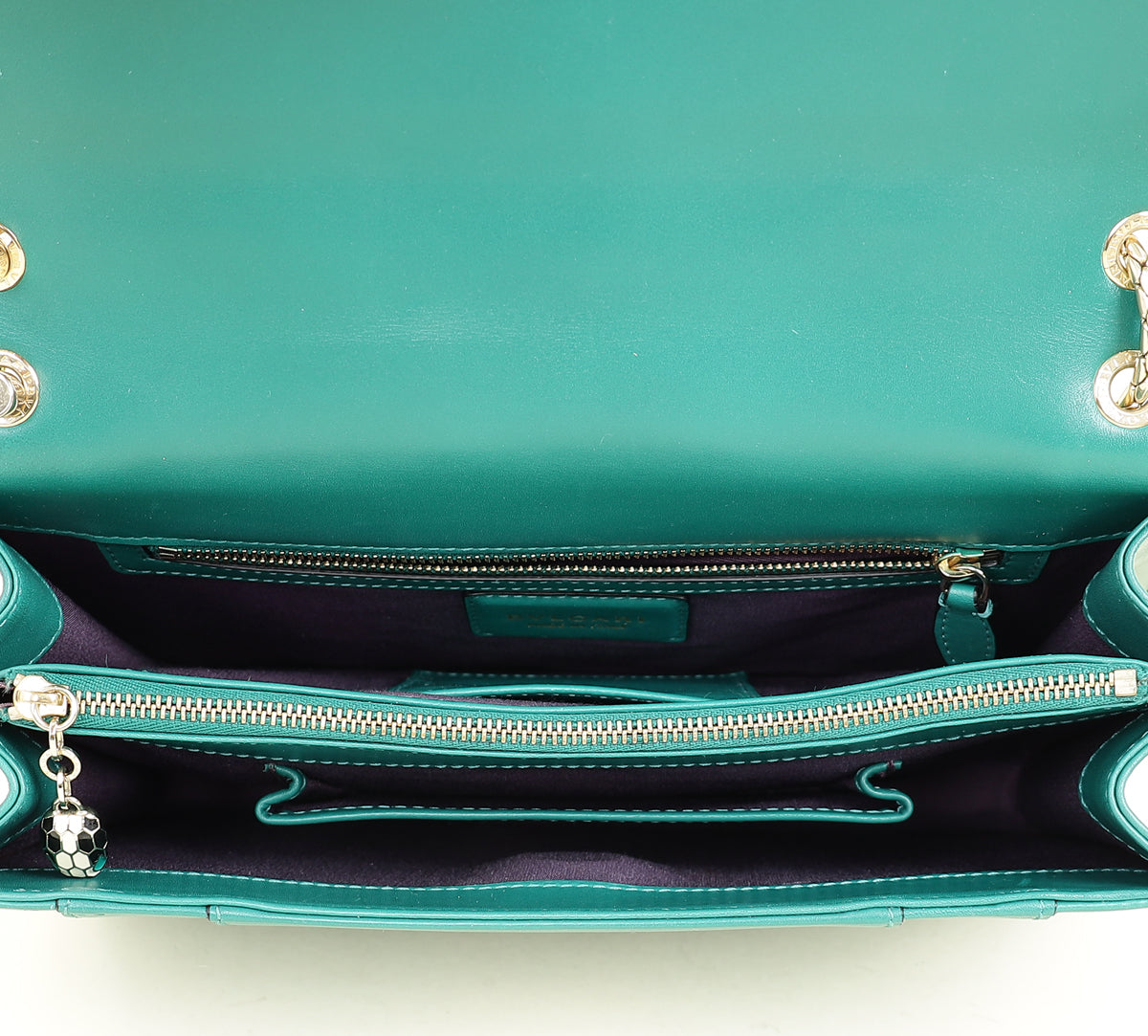 Bvlgari Green Serpenti Forever Flap Medium Shoulder Bag