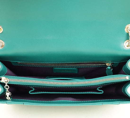 Bvlgari Green Serpenti Forever Flap Medium Shoulder Bag