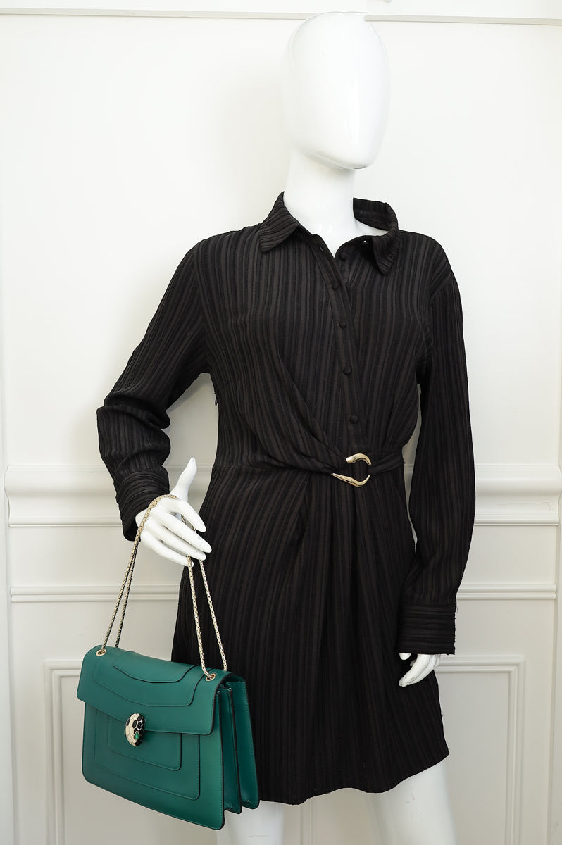 Bvlgari Green Serpenti Forever Flap Medium Shoulder Bag