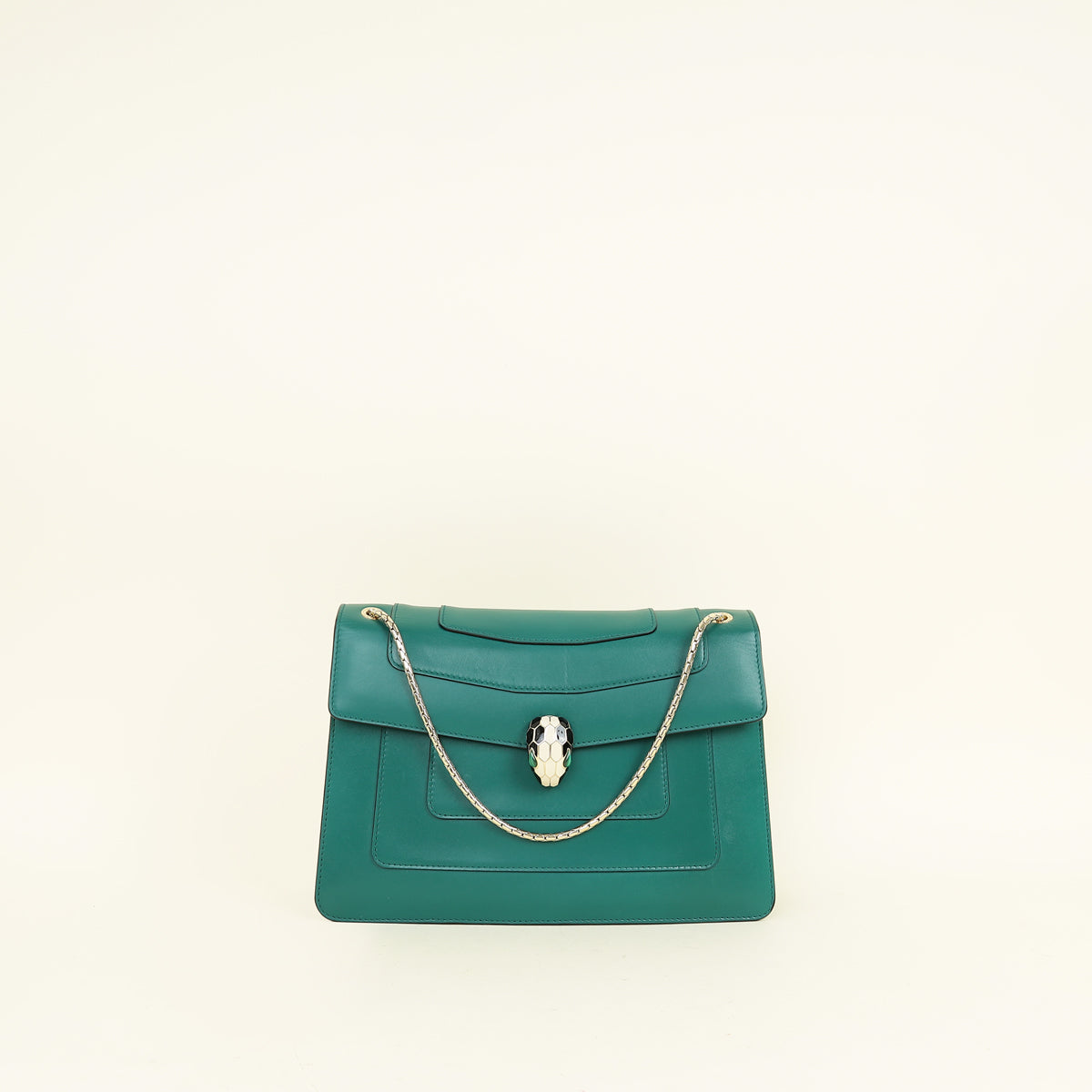 Bvlgari Green Serpenti Forever Flap Medium Shoulder Bag