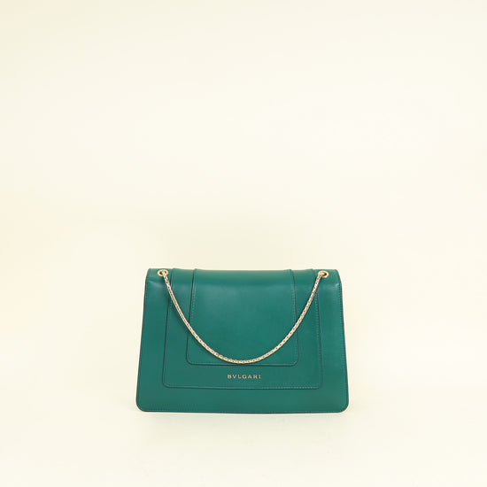 Bvlgari Green Serpenti Forever Flap Medium Shoulder Bag