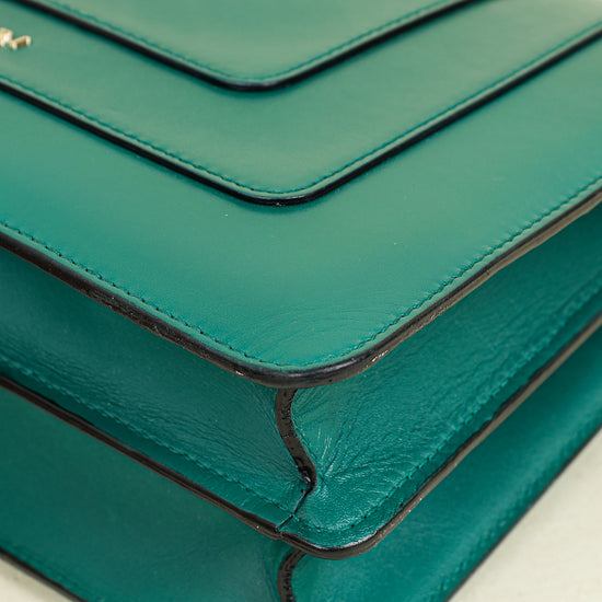 Bvlgari Green Serpenti Forever Flap Medium Shoulder Bag