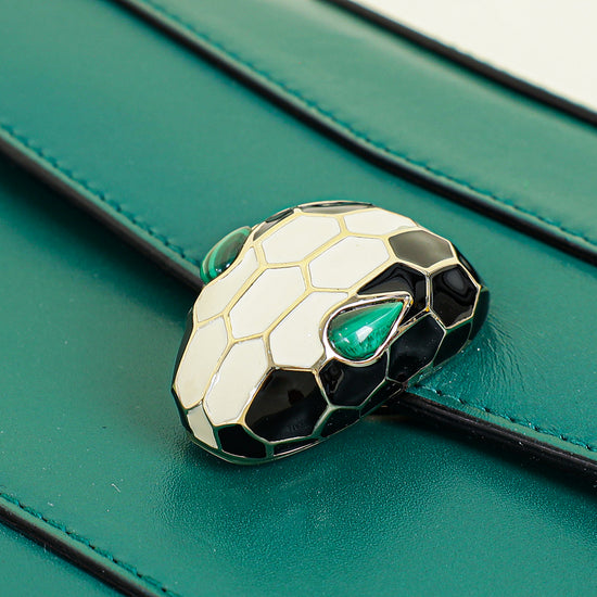 Bvlgari Green Serpenti Forever Flap Medium Shoulder Bag