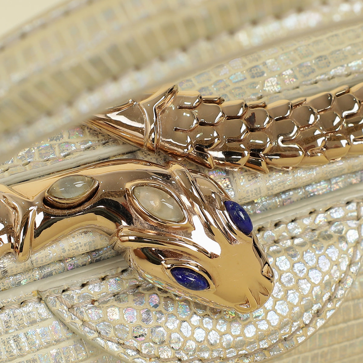 Bvlgari Metallic Ombre Gray Beige Iridescent Shiny Lizard Bag