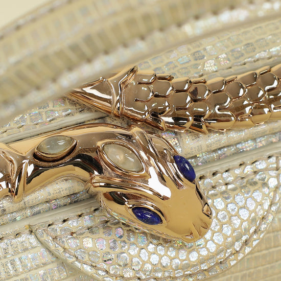 Bvlgari Metallic Ombre Gray Beige Iridescent Shiny Lizard Bag