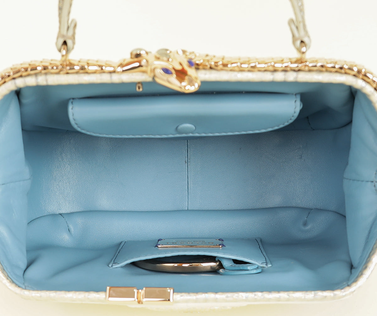 Bvlgari Metallic Ombre Gray Beige Iridescent Shiny Lizard Bag