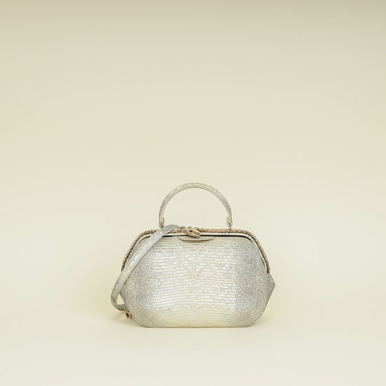 Bvlgari Metallic Ombre Gray Beige Iridescent Shiny Lizard Bag
