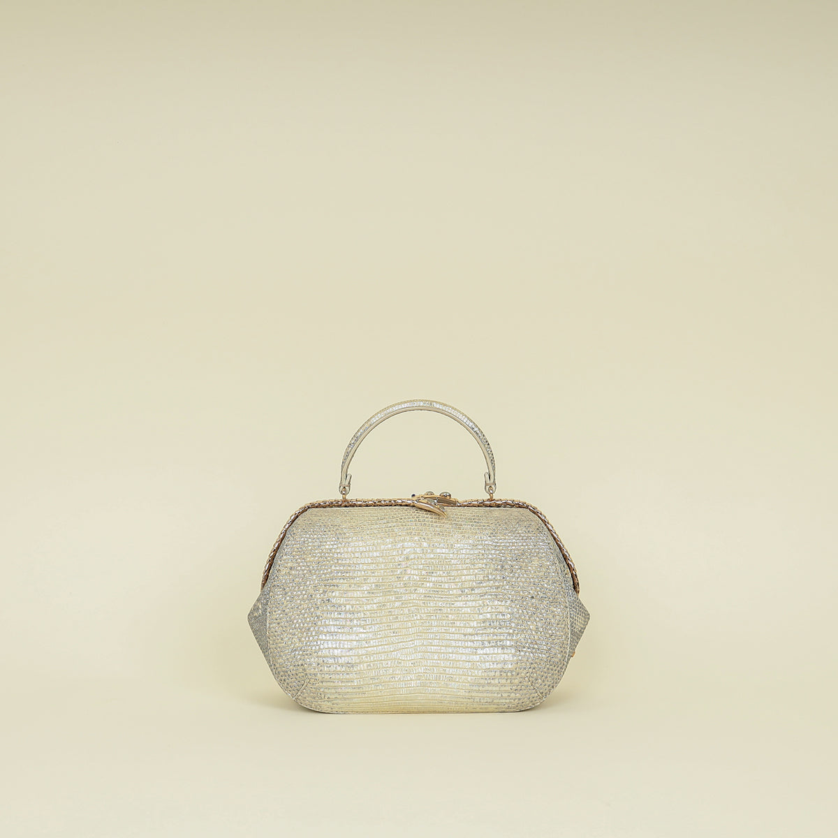 Bvlgari Metallic Ombre Gray Beige Iridescent Shiny Lizard Bag