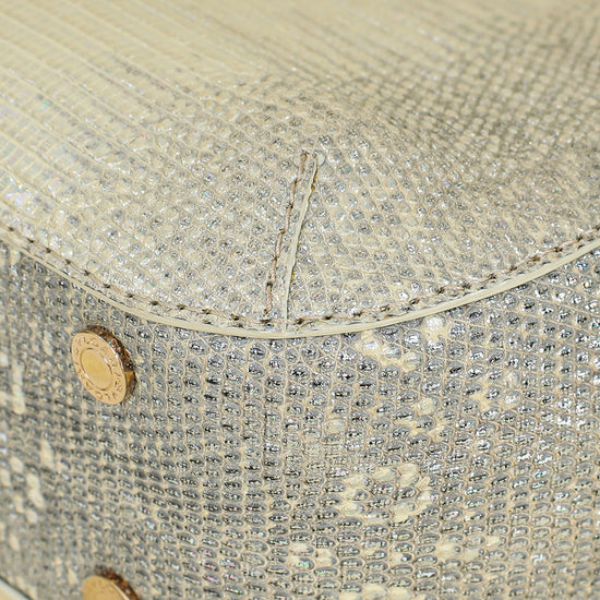 Bvlgari Metallic Ombre Gray Beige Iridescent Shiny Lizard Bag