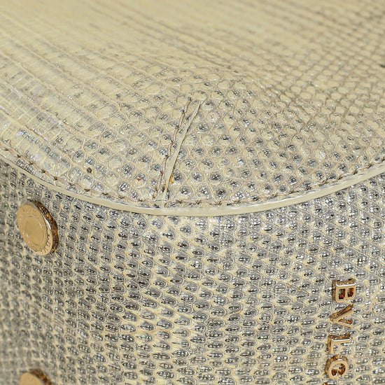 Bvlgari Metallic Ombre Gray Beige Iridescent Shiny Lizard Bag