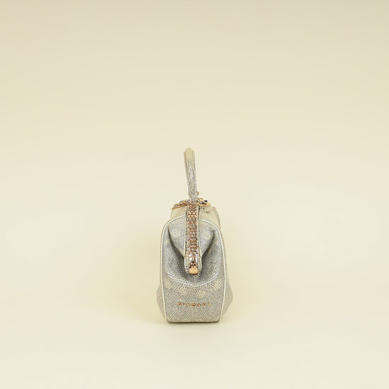 Bvlgari Metallic Ombre Gray Beige Iridescent Shiny Lizard Bag