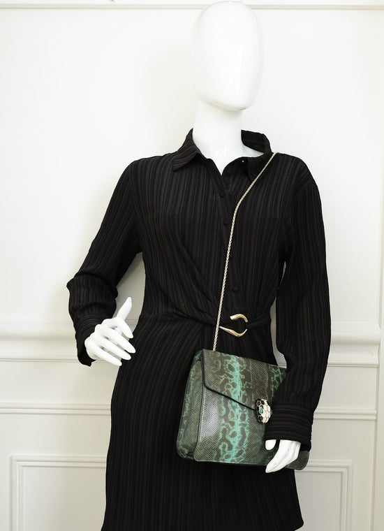 Bvlgari Green Serpenti Forever Karung Shoulder Bag