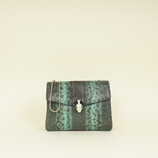 Bvlgari Green Serpenti Forever Karung Shoulder Bag