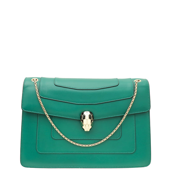 Bvlgari Green Serpenti Forever Flap Bag