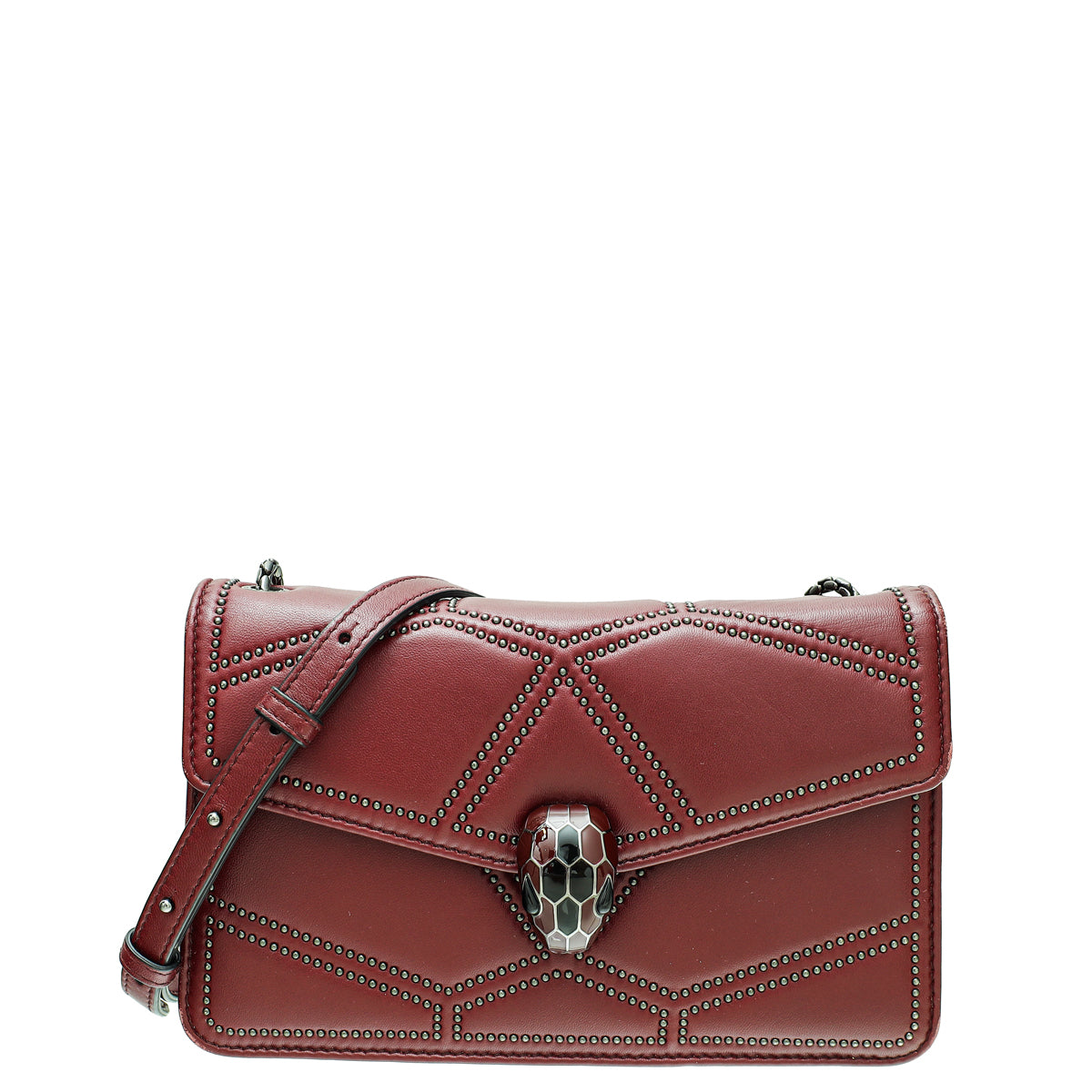 Bvlgari Burgundy Serpenti Forever Studded Small Shoulder Bag-Bvlgari-THE CLOSET