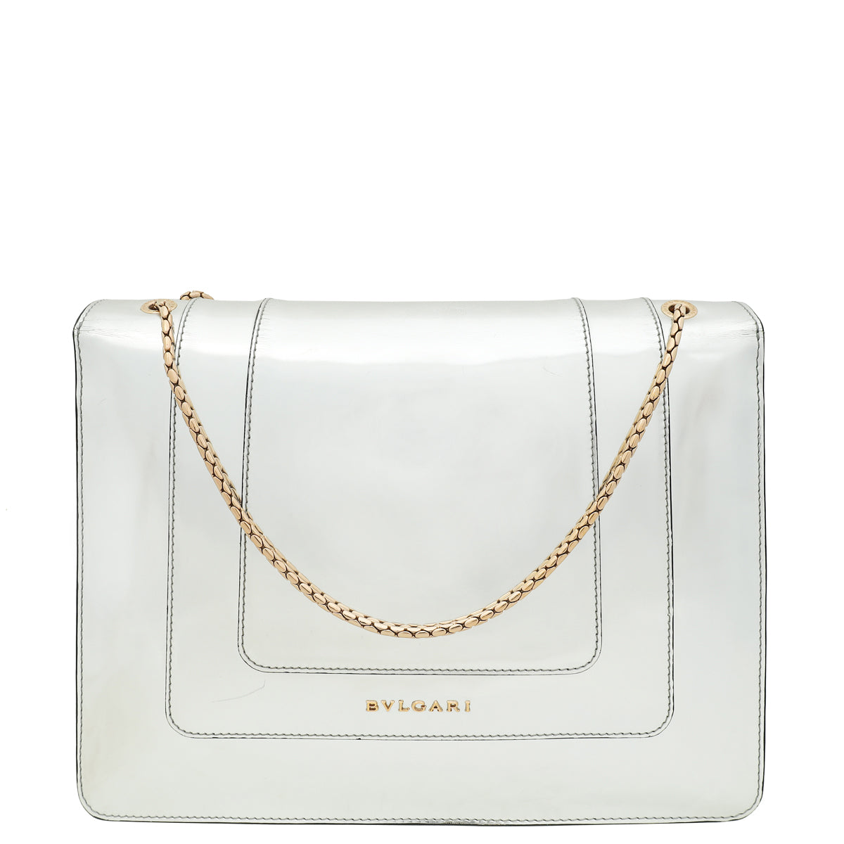 Bvlgari Silver Mirror Serpenti Forever Flap Chain Large Bag-Bvlgari-THE CLOSET