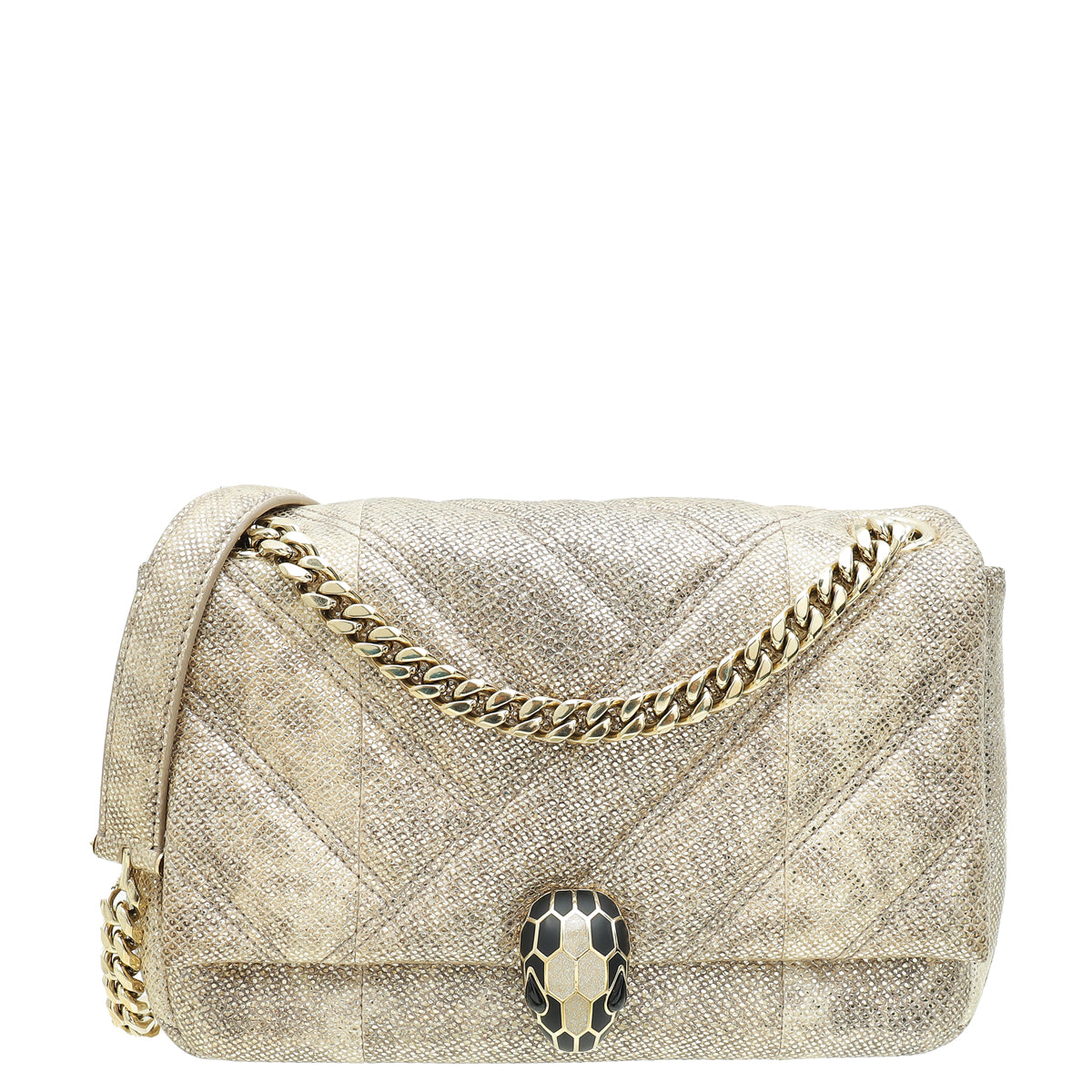 Bvlgari Metallic Milky Opal Serpenti Cabochon Shoulder Bag