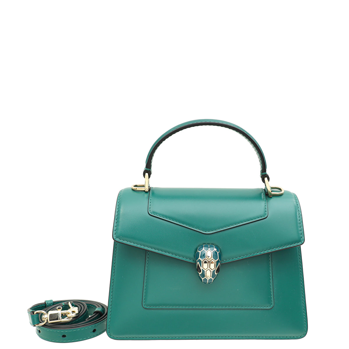 Bvlgari Emerald Green Serpenti Forever Medium Top Handle Bag