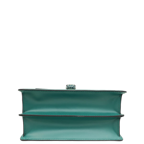 Bvlgari Emerald Green Serpenti Forever Medium Top Handle Bag