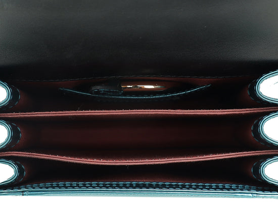 Bvlgari Blue Teal Serpenti Forever Top Handle Bag