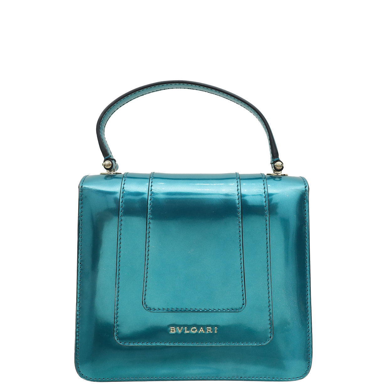 Bvlgari Blue Teal Serpenti Forever Top Handle Bag