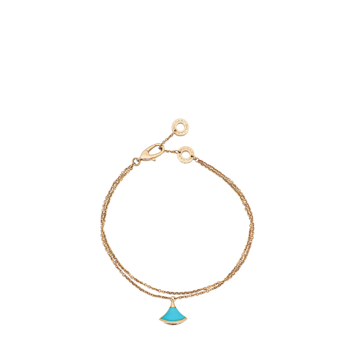 Bvlgari 18K Rose Gold Turquoise Diva's Dream Pendant Chain Bracelet