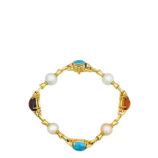 Bvlgari 18K Yellow Gold Diamond, Pearl, Topaz, Tourmaline & Citrine Allegra Bracelet