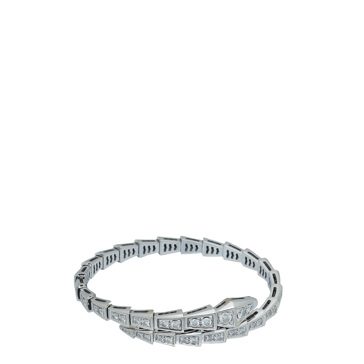 Bvlgari 18K White Gold Diamonds Serpenti Viper One-coil Slim Small Bracelet-Bvlgari-THE CLOSET
