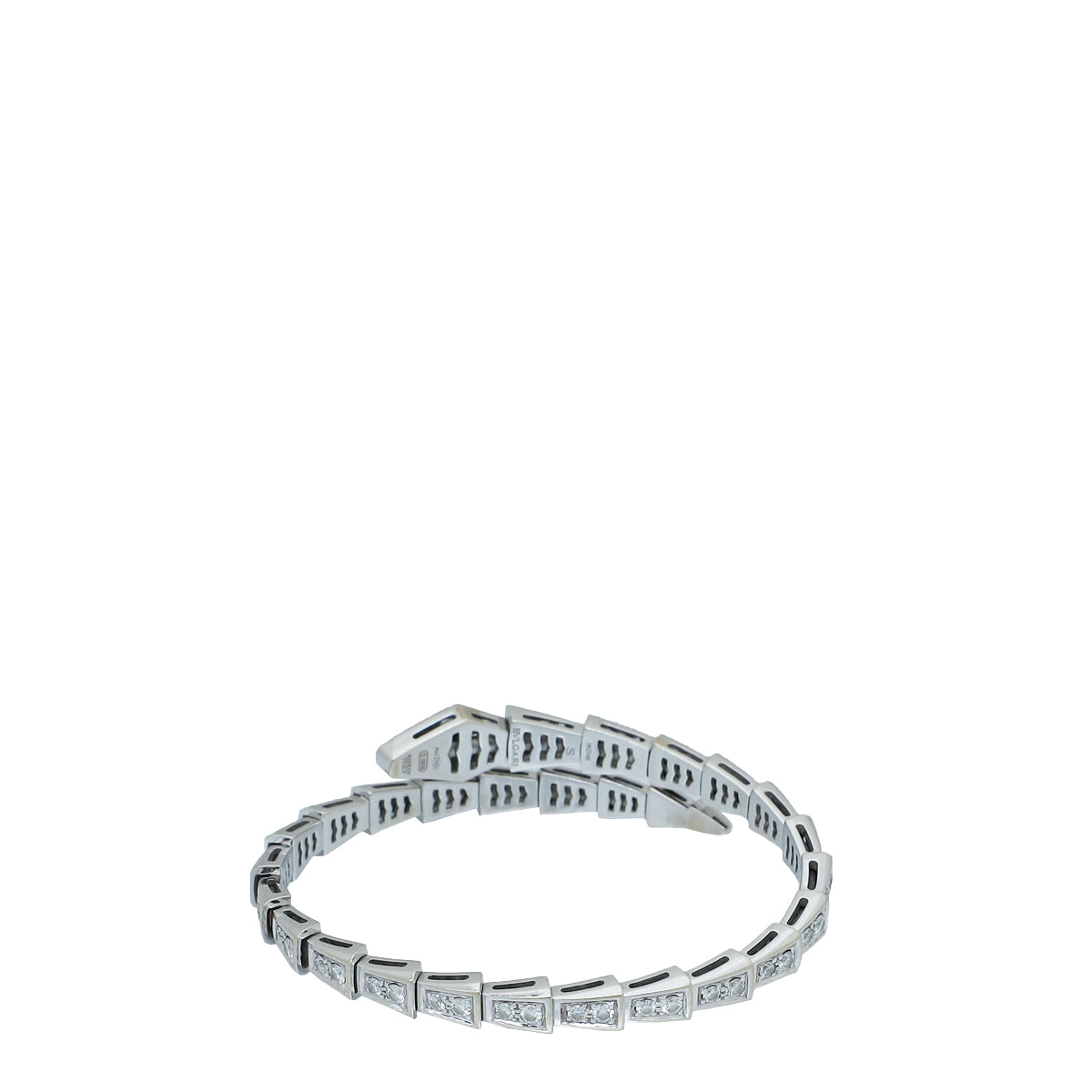 Bvlgari 18K White Gold Diamonds Serpenti Viper One-coil Slim Small Bracelet-Bvlgari-THE CLOSET